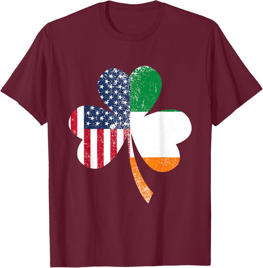 USA Flag US Irish Flag Gifts Ireland T-Shirt - T-Shirt | Maroon