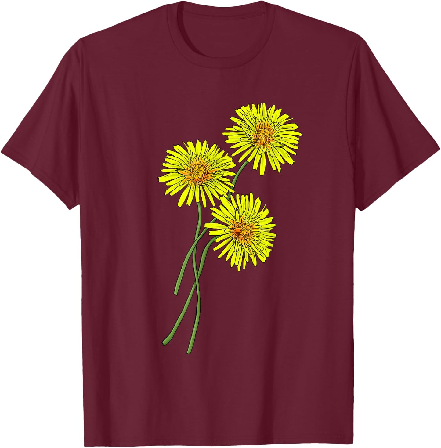 Dandelion & Thistle Bouquet Gift yellow Flowers Friends T-Shirt - T-Shirt | Maroon