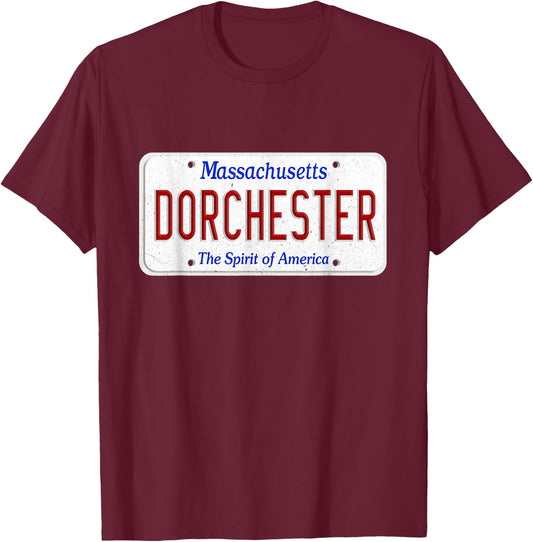 Dorchester South Boston Massachusetts License Plate Southie T-Shirt - T-Shirt | Maroon