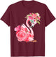 Cute Pink Dreaming Girl Baby Flamingo with Flowers Small T-Shirt - T-Shirt | Maroon