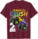 Kids Im Ready to Crush 2 Monster Truck 2nd Birthday Shirt Boys T-Shirt - T-Shirt | Maroon
