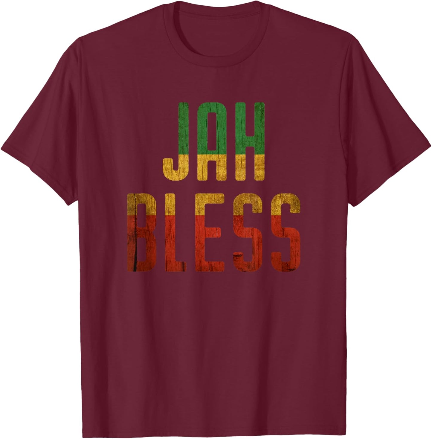 Jah Bless Rasta T Shirt Jamaica Roots Rock Reggae T-Shirt - T-Shirt | Maroon
