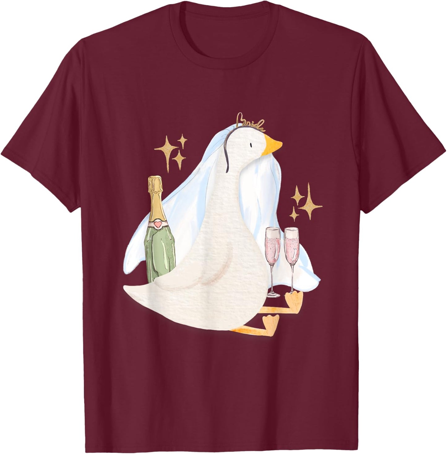 Silly Bride Goose Funny Silly Goose Bride Bachelorette T-Shirt - T-Shirt | Maroon