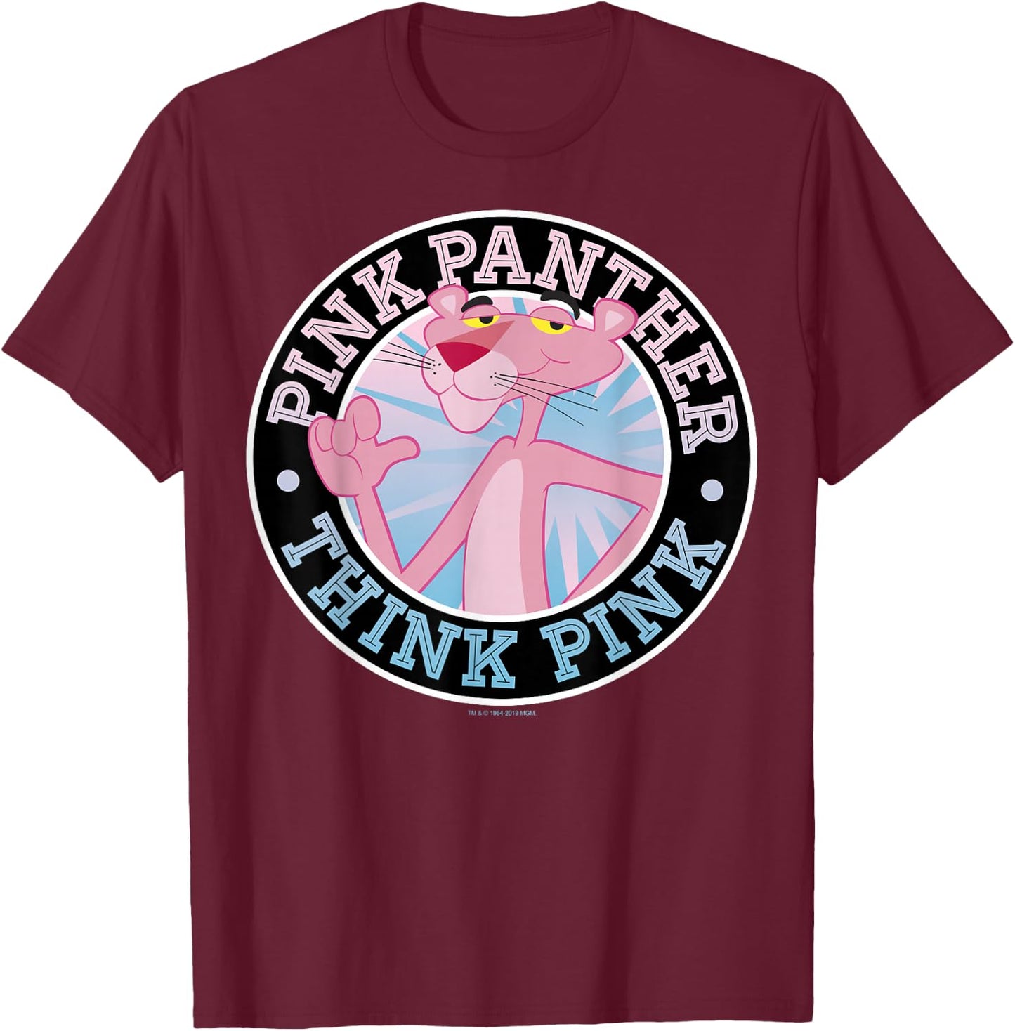 Pink Panther Think Pink Circle Portrait Small T-Shirt - T-Shirt | Maroon