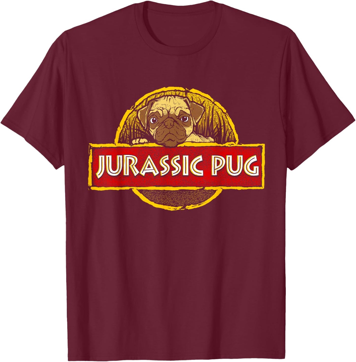 Funny Dog Jurassic Pug T Shirt T-Shirt - T-Shirt | Maroon