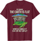 Flat Earth Society T Shirt Turtle Elephants Men Women Gift T-Shirt - T-Shirt | Maroon