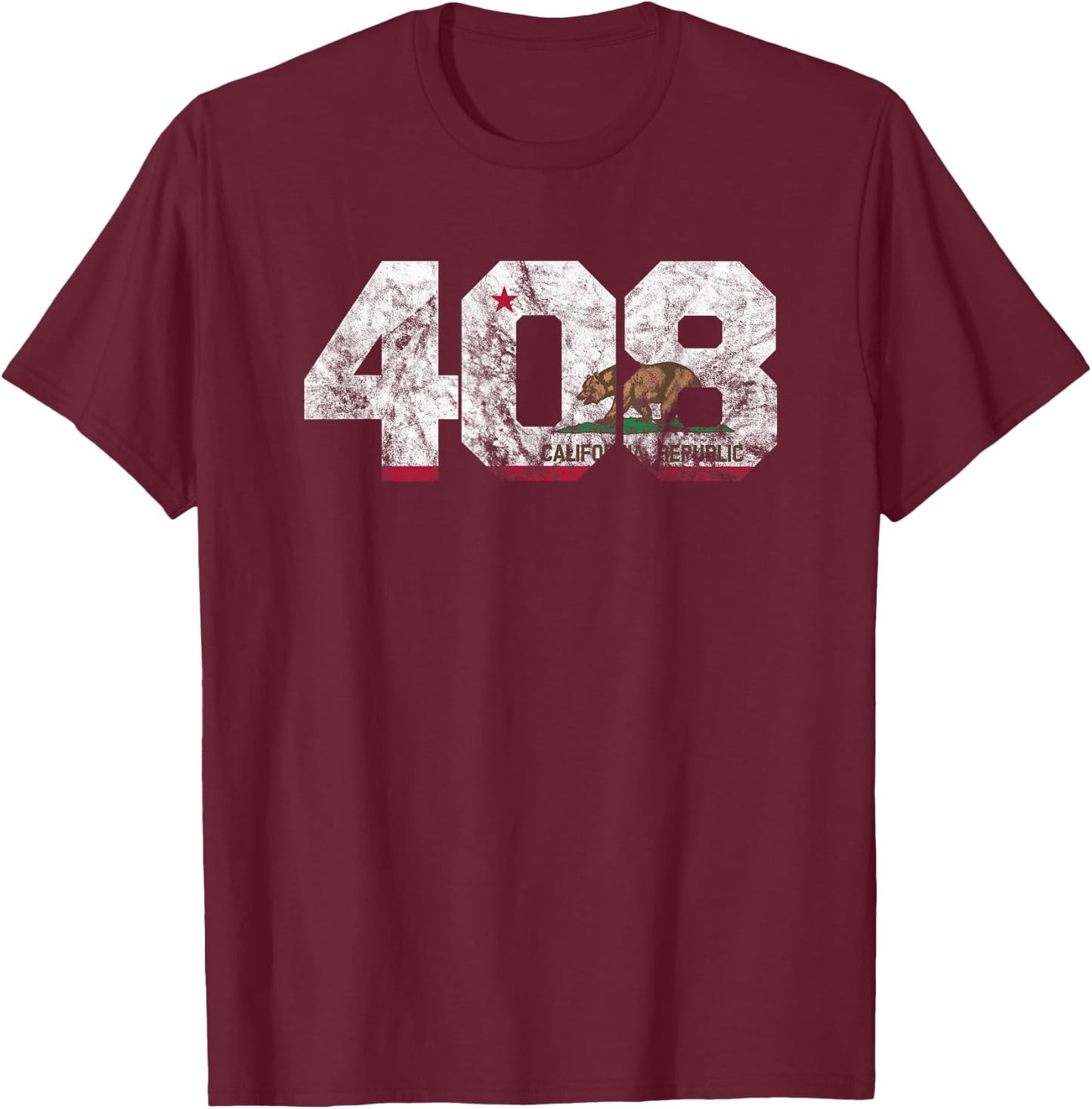 Area Code 408 shirt - San Jose California T-Shirt - T-Shirt | Maroon