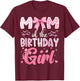 Mom of The Birthday Girl Pink Coquette Bow Family T-Shirt - T-Shirt | Maroon