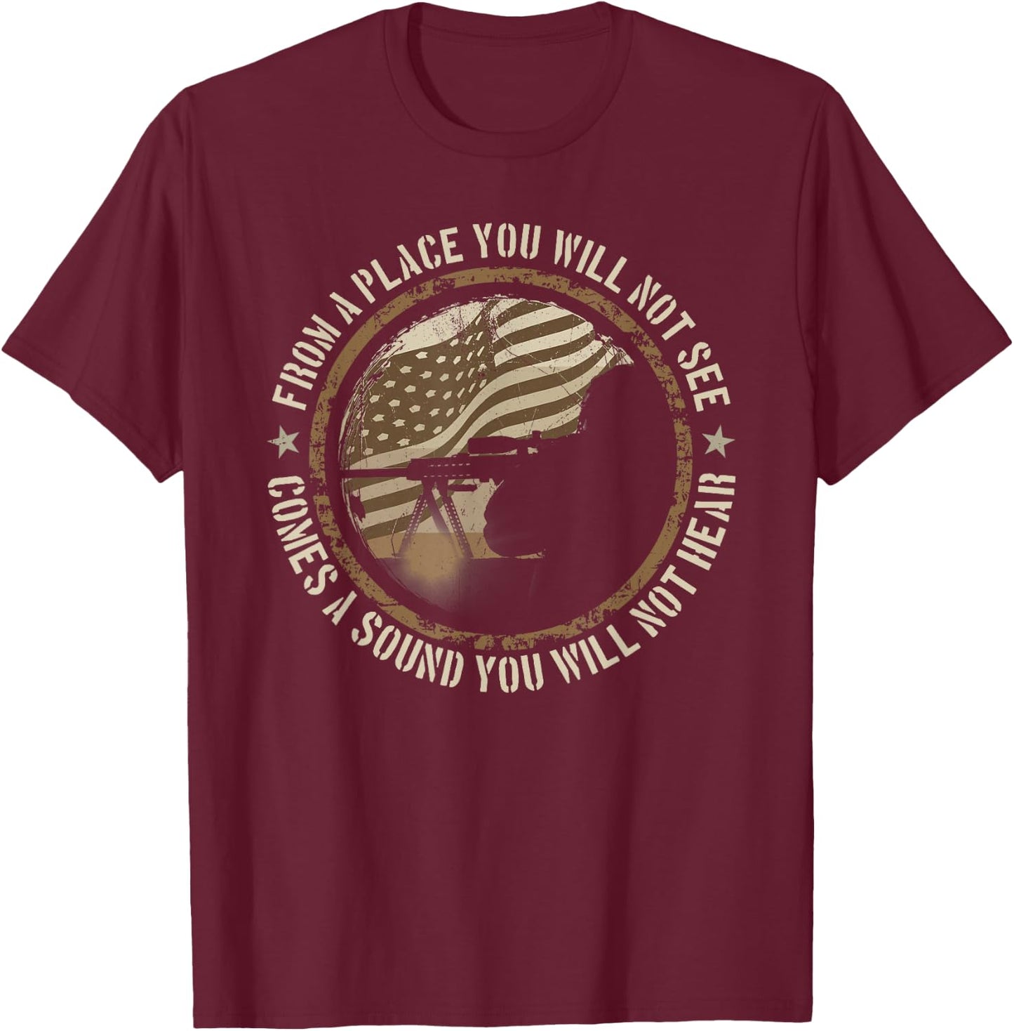 Sniper Military Sharpshooter USA You Will Not Be T-Shirt - T-Shirt | Maroon