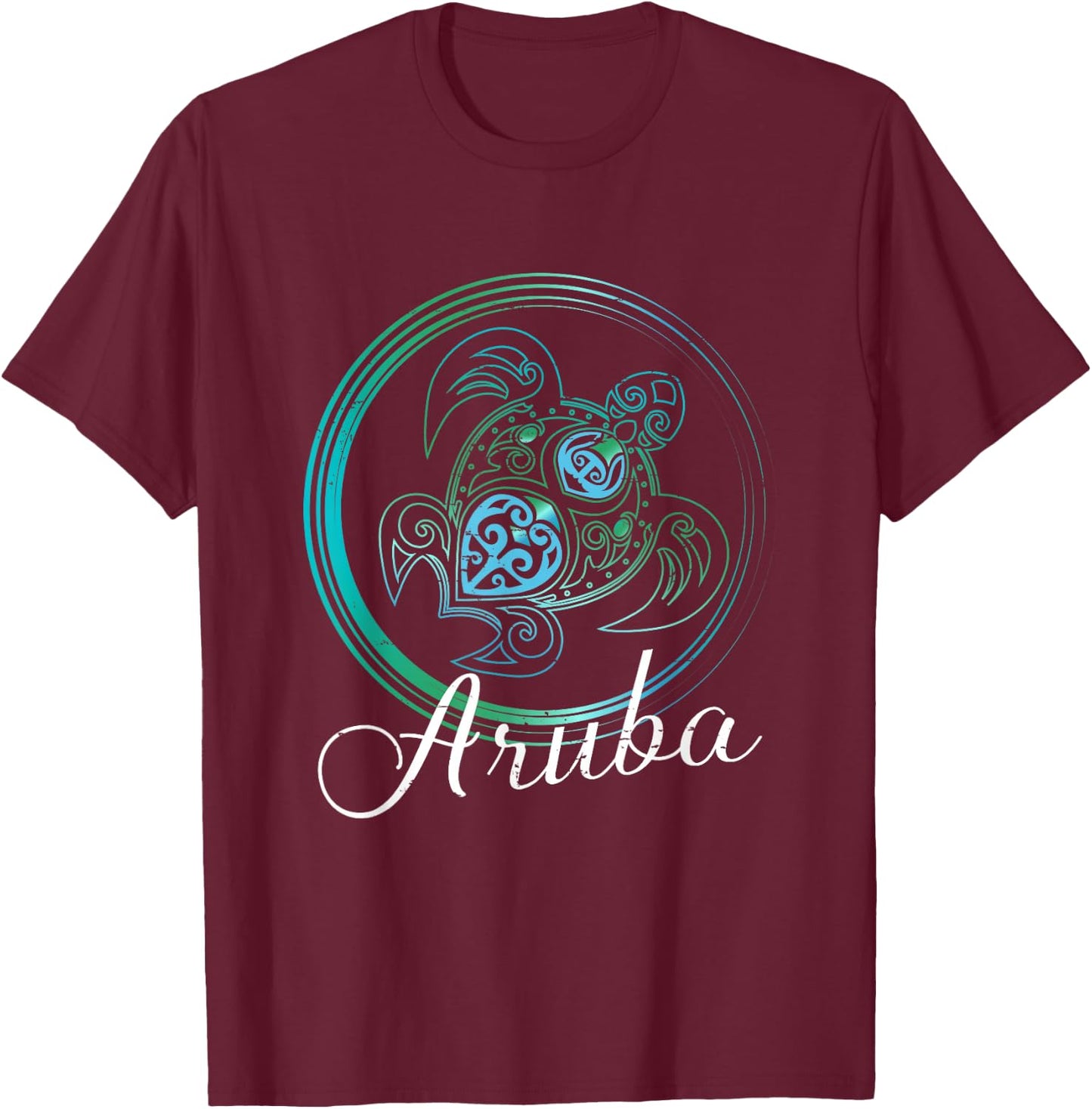 Aruba Tribal Turtle Souvenir Gift T-Shirt - T-Shirt | Maroon
