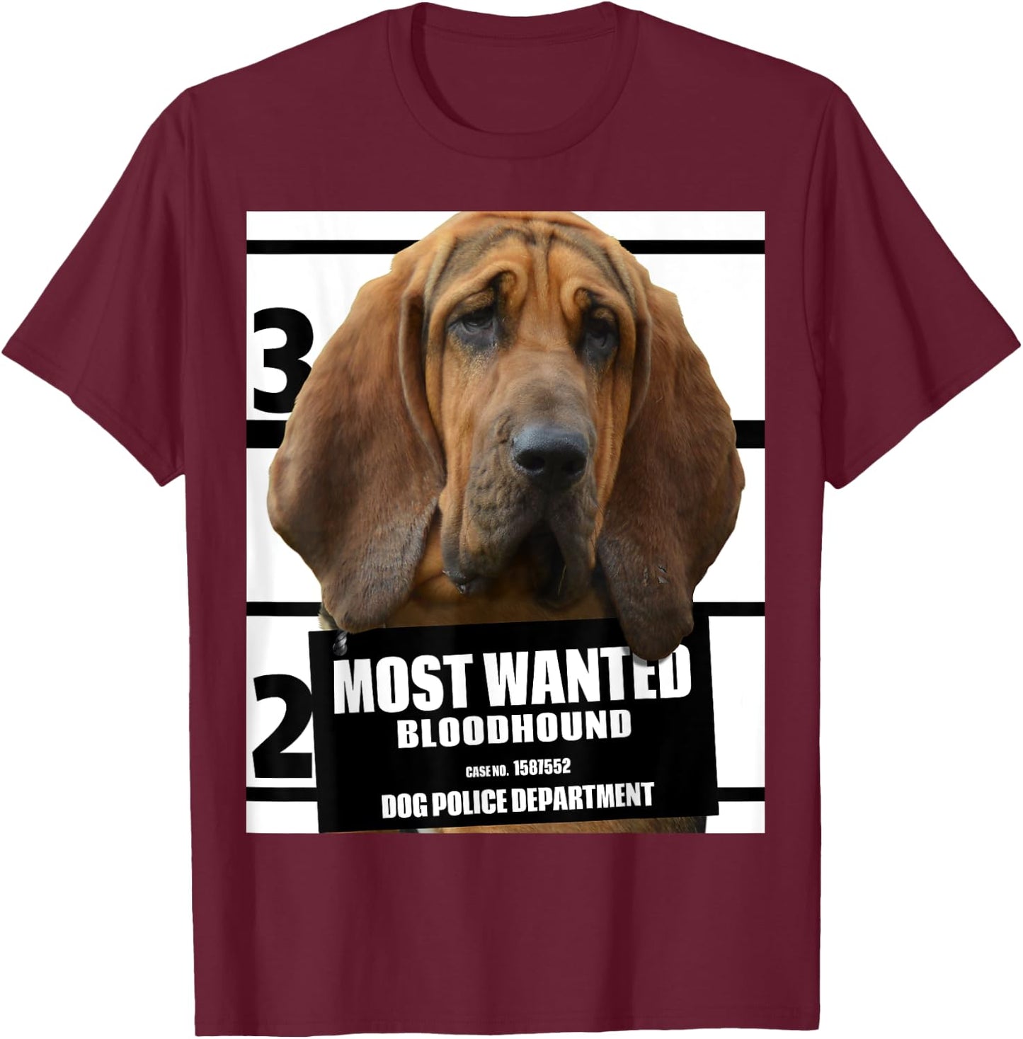 Most Wanted Bloodhound B - Blood Hound Dog T-Shirt - T-Shirt | Maroon