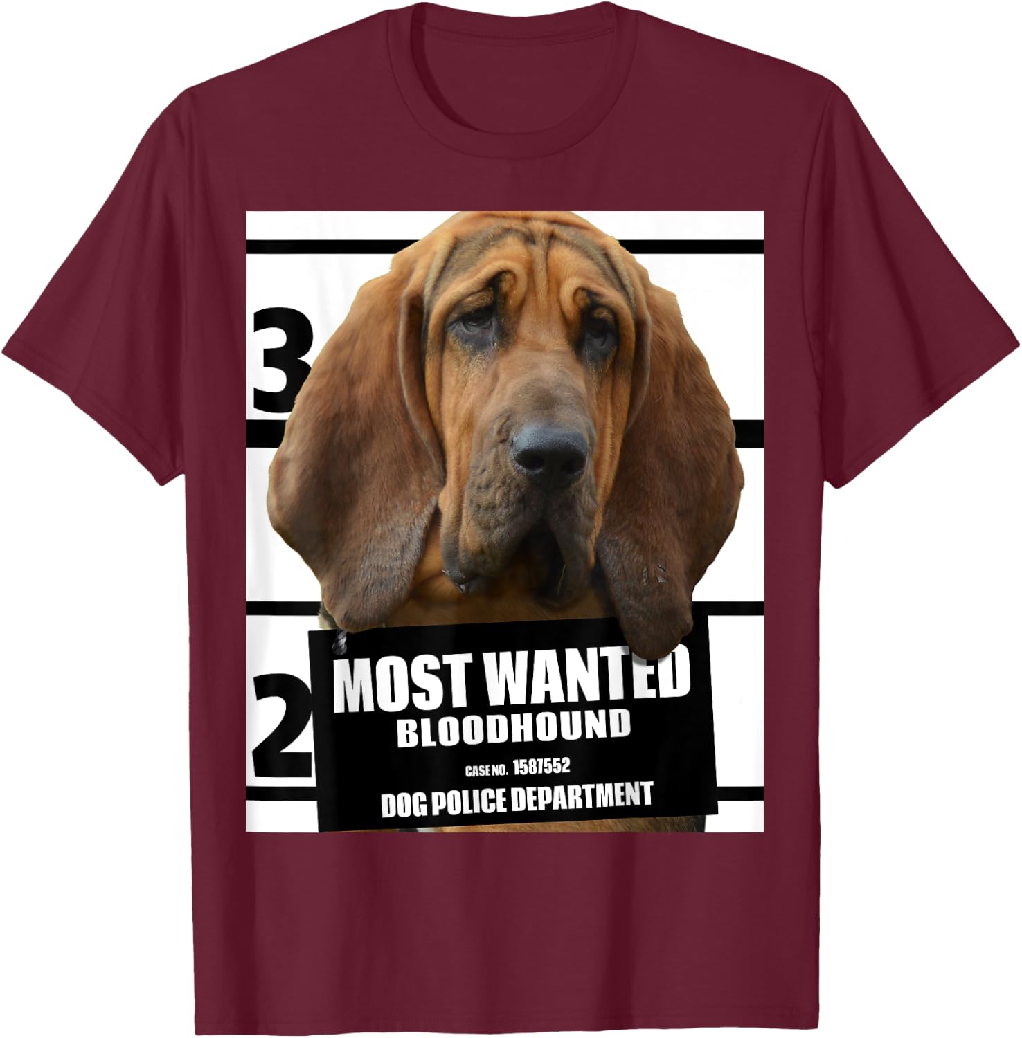 Most Wanted Bloodhound B - Blood Hound Dog T-Shirt - T-Shirt | Maroon