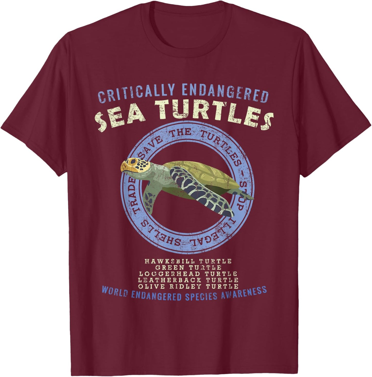 Save The Sea Turtles T-Shirt - T-Shirt | Maroon