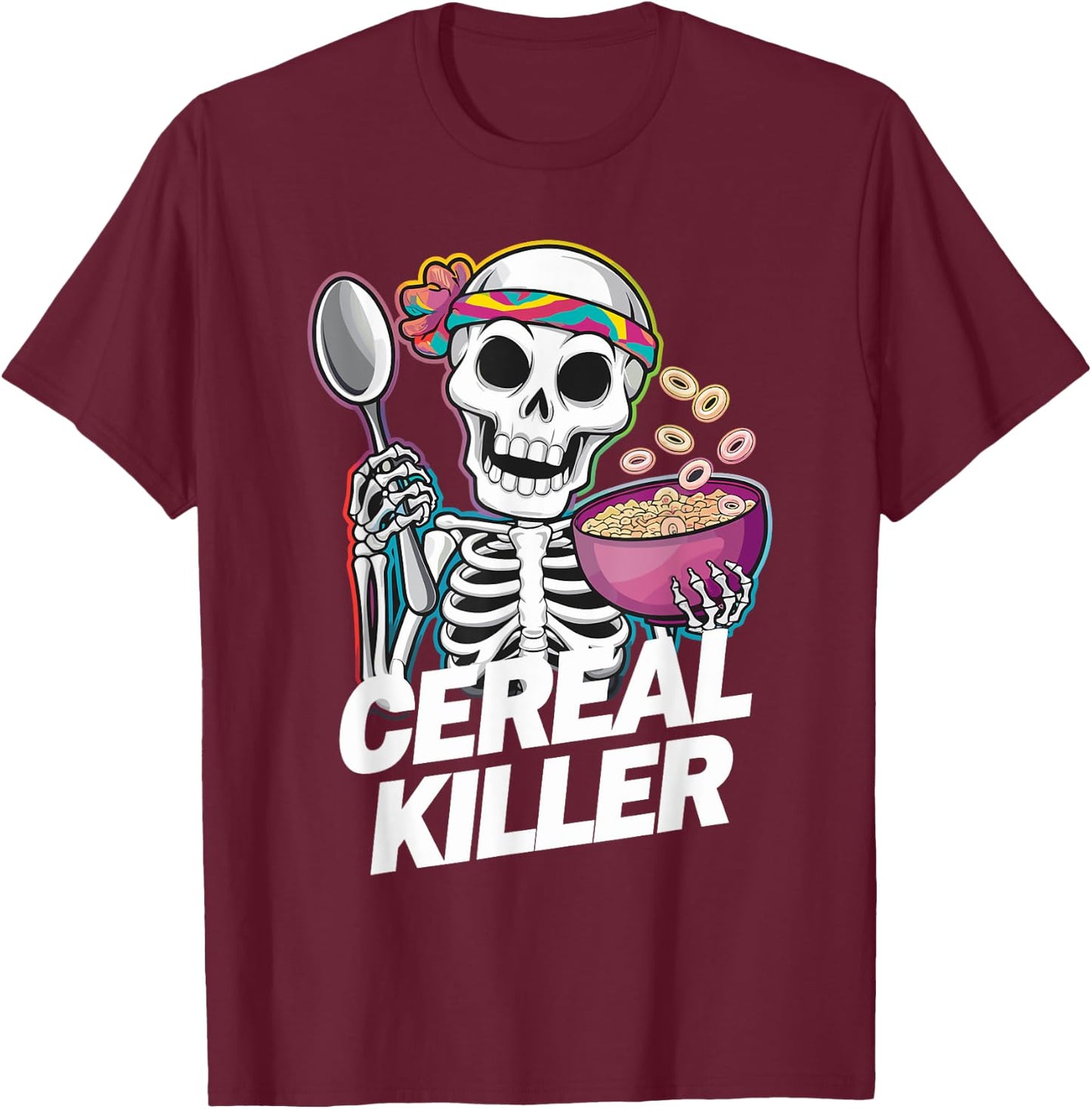 Cereal Killer Halloween Love Cereal Funny Cereal T-Shirt - T-Shirt | Maroon
