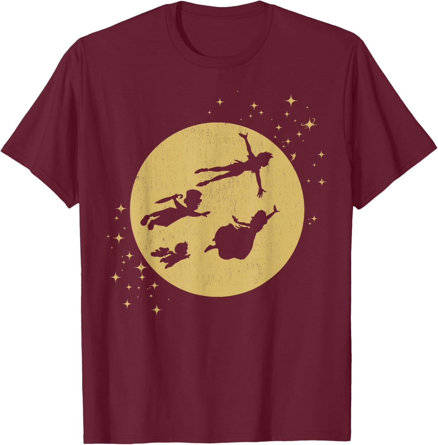 Disney Peter Pan Darling Kids Flying Moon Silhouette T-Shirt - T-Shirt | Maroon