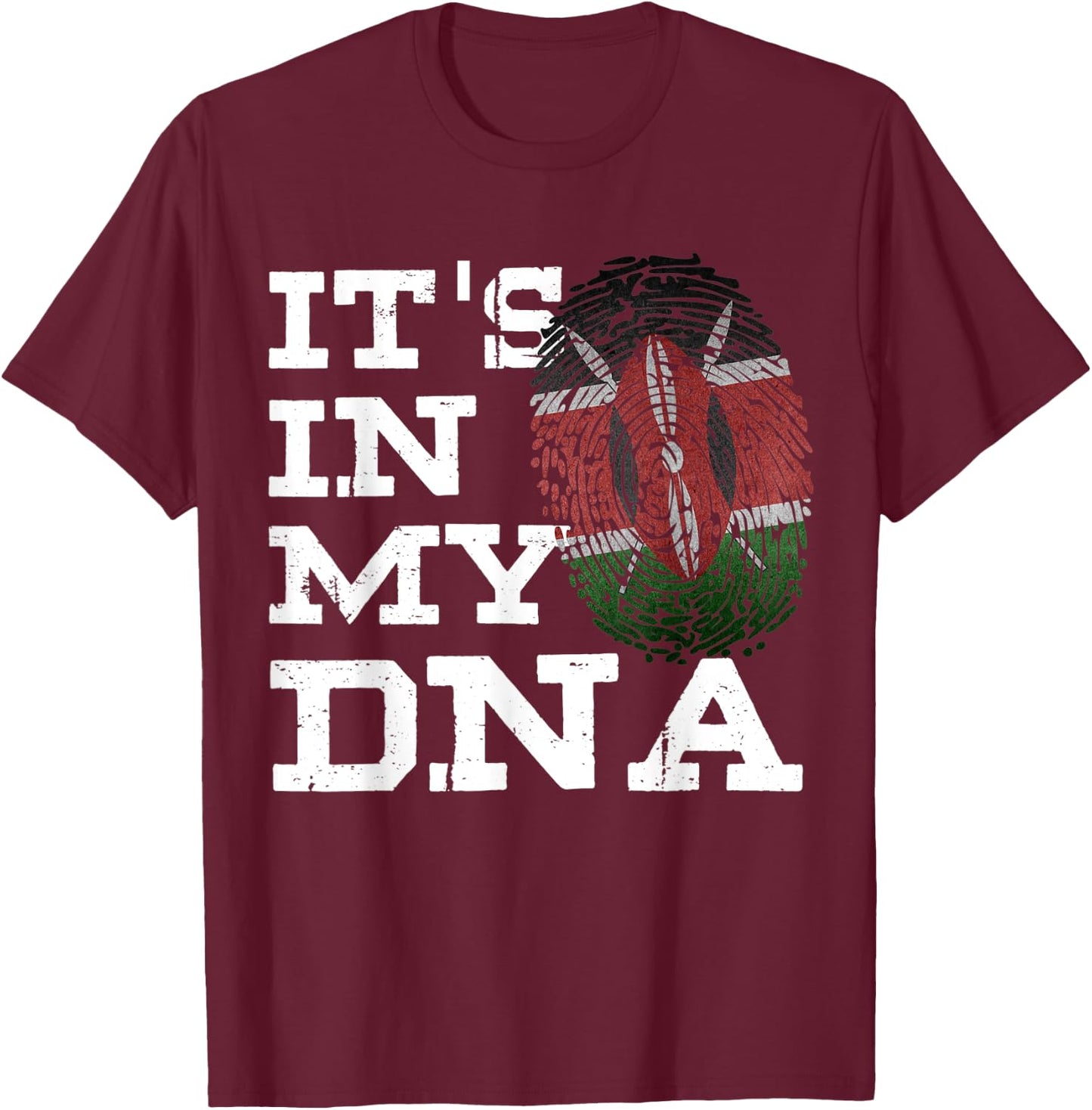 It's In My DNA Kenya Flag Kenyan Fingerprint Gifts T-Shirt - T-Shirt | Maroon