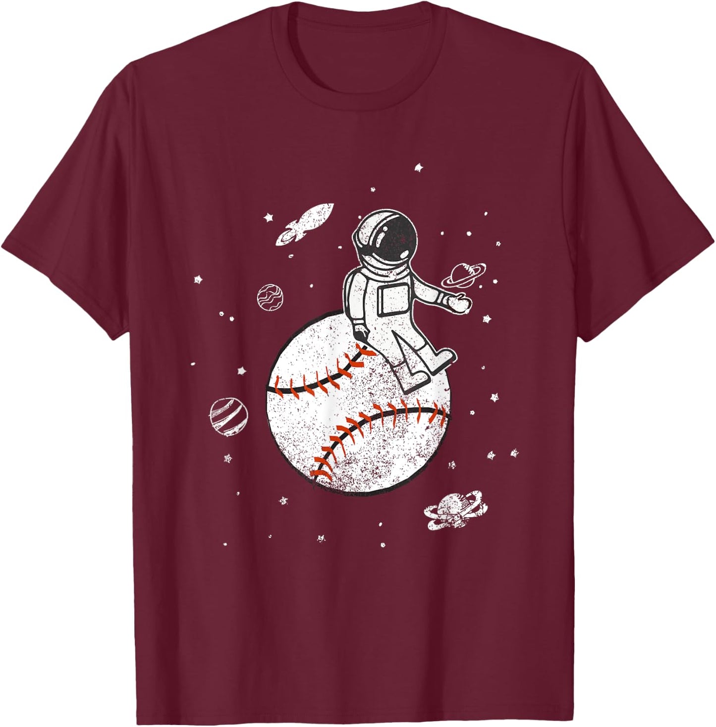 My Game Is Out Of This World! Baseball Spaceman T-Shirt - T-Shirt | Maroon