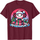 Christmas Axolotl Santa Hat Boy Girl Kids Xmas Axolotl Lover T-Shirt - T-Shirt | Maroon