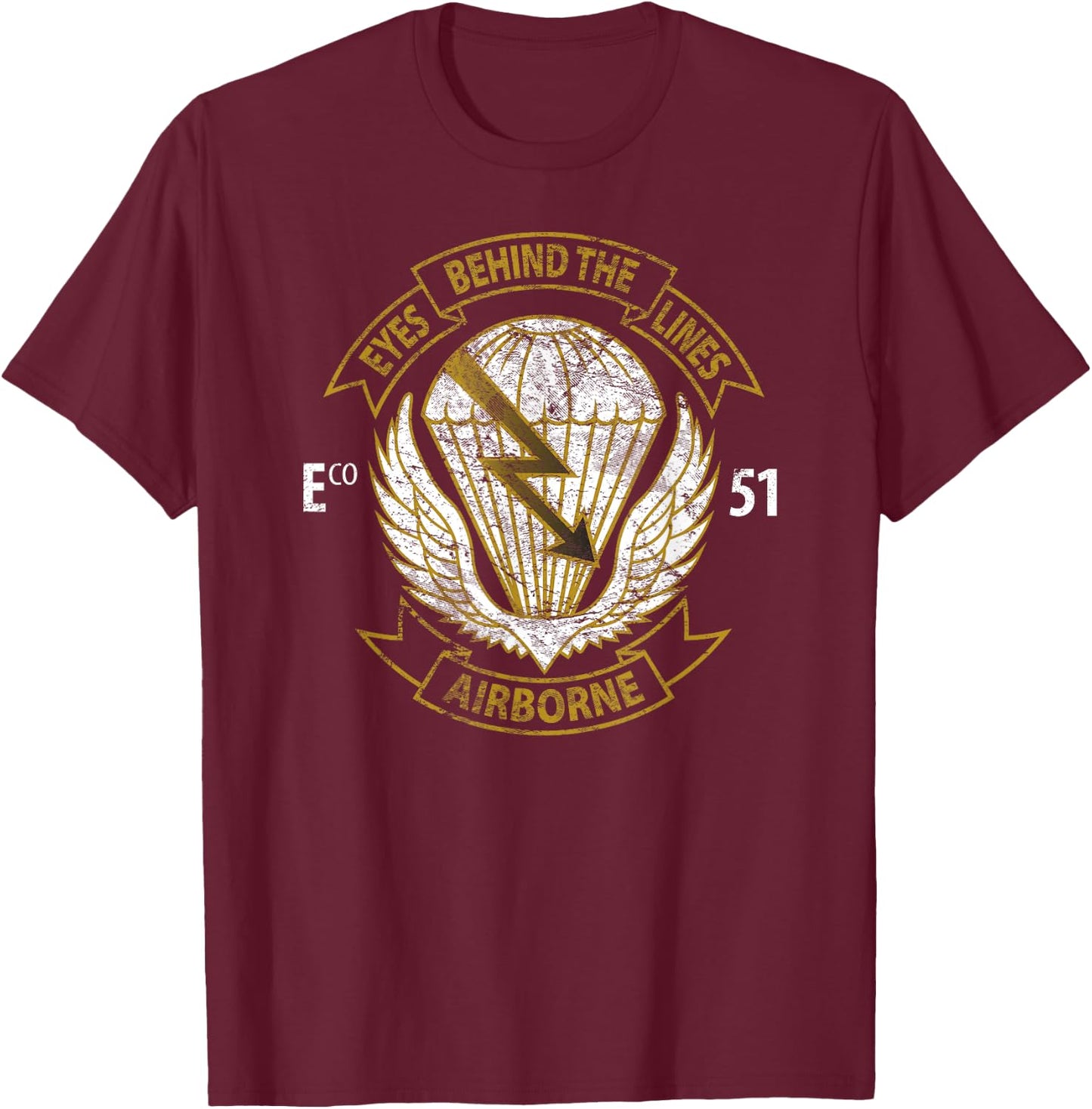 American Marauder: E 51st Long Range Surveillance Insignia T-Shirt - T-Shirt | Maroon