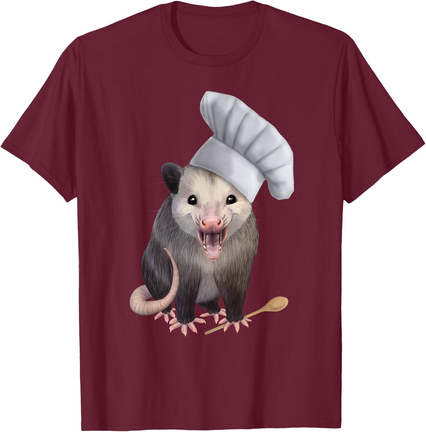 Chef Opossum - cute possum in a chefs hat T-Shirt - T-Shirt | Maroon