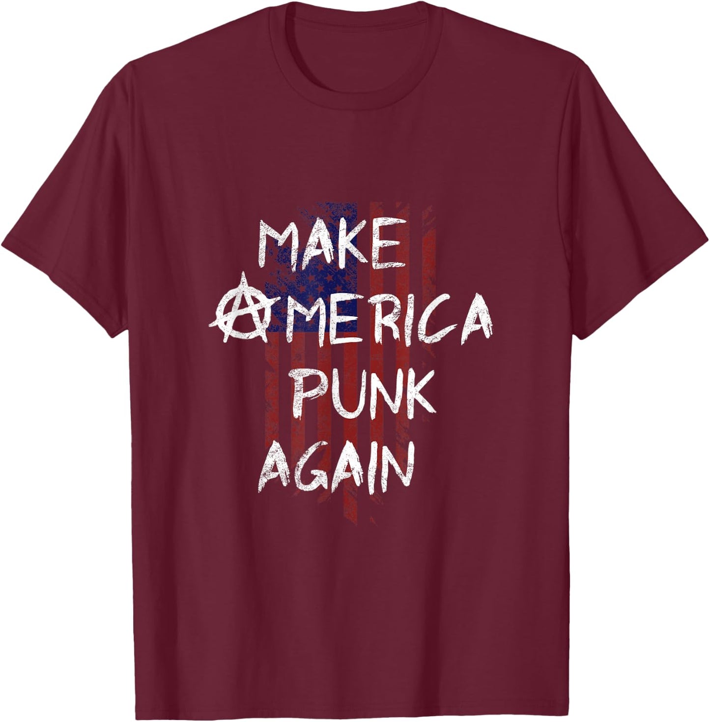 Punk Rocker 80s Design with Make America Punk Again Flag T-Shirt - T-Shirt | Maroon