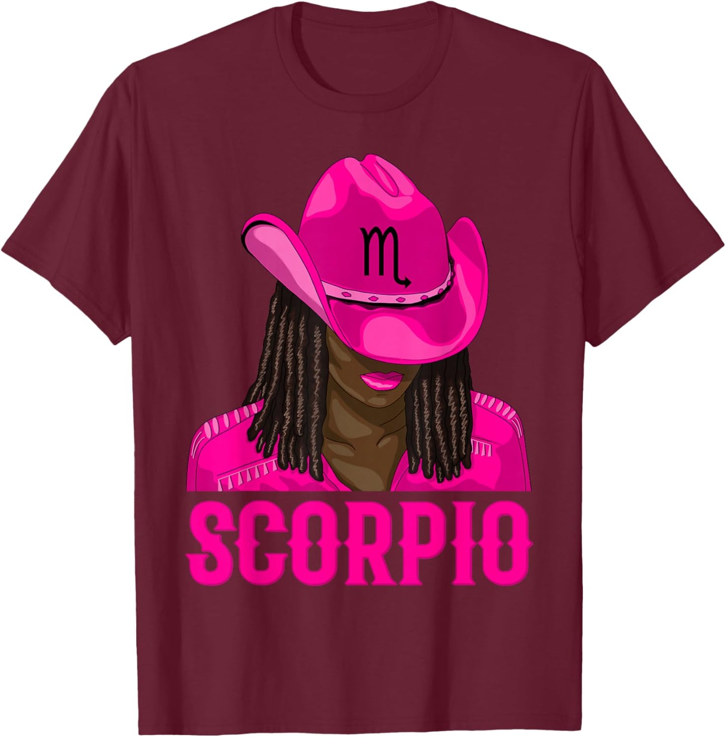 Scorpio Western Cowgirl African American Black Women T-Shirt - T-Shirt | Maroon