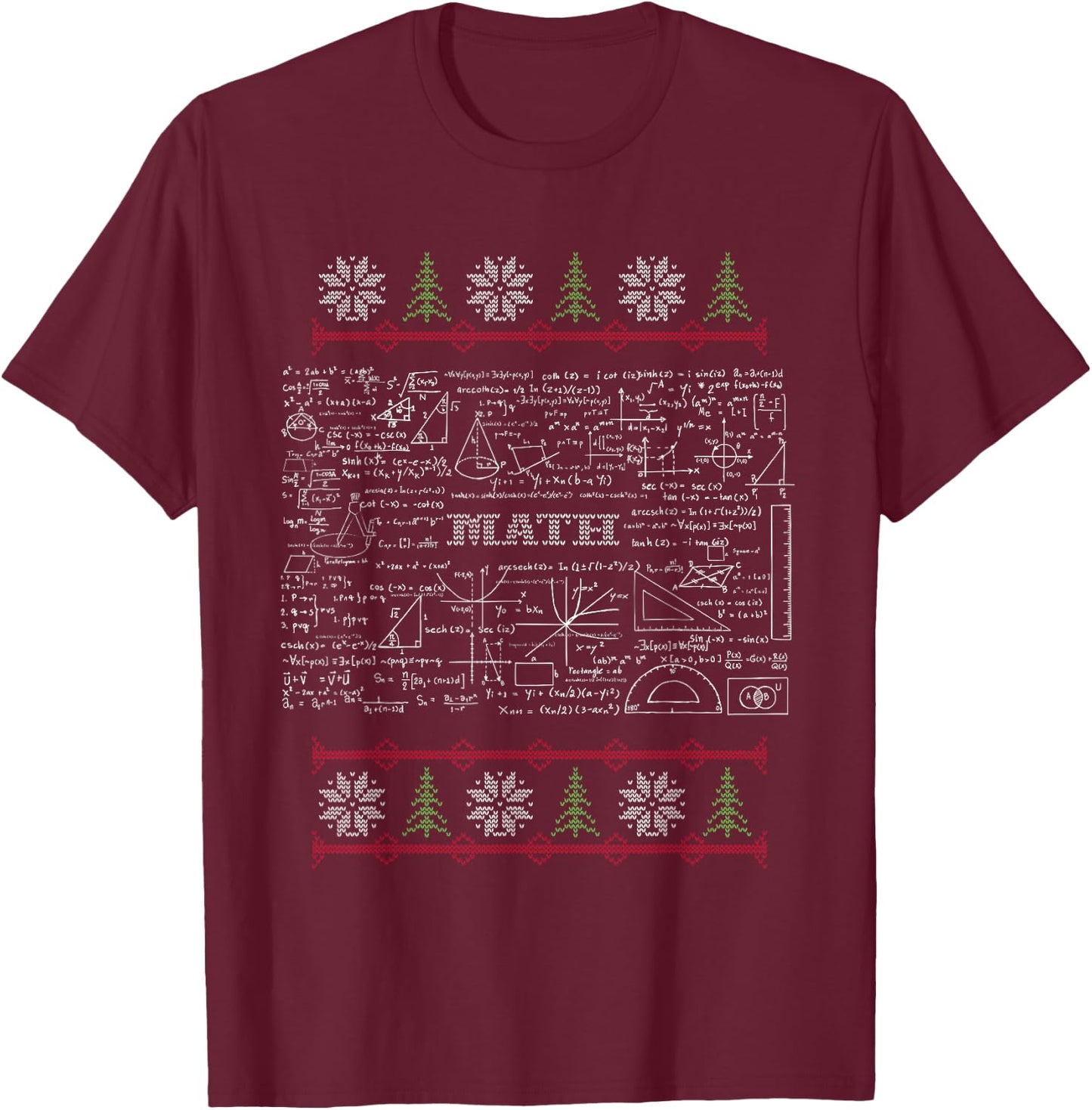 Science Math Ugly Sweater Christmas T-Shirt - T-Shirt | Maroon
