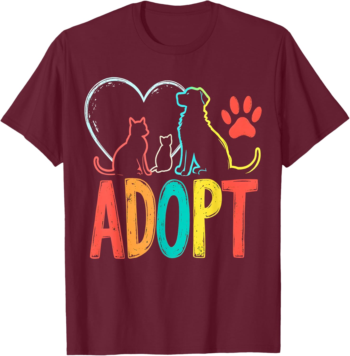 Adopt Animal Rescue T-Shirt - T-Shirt | Maroon