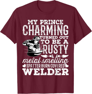 Welder Wife Funny Welder Girlfriend Women Birthday T-Shirt - T-Shirt | Maroon