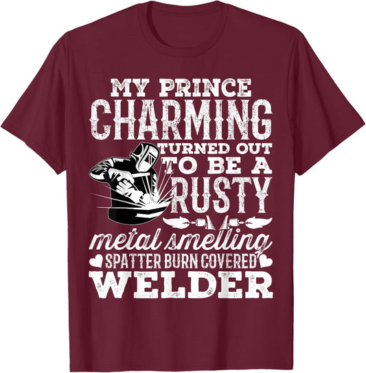 Welder Wife Funny Welder Girlfriend Women Birthday T-Shirt - T-Shirt | Maroon