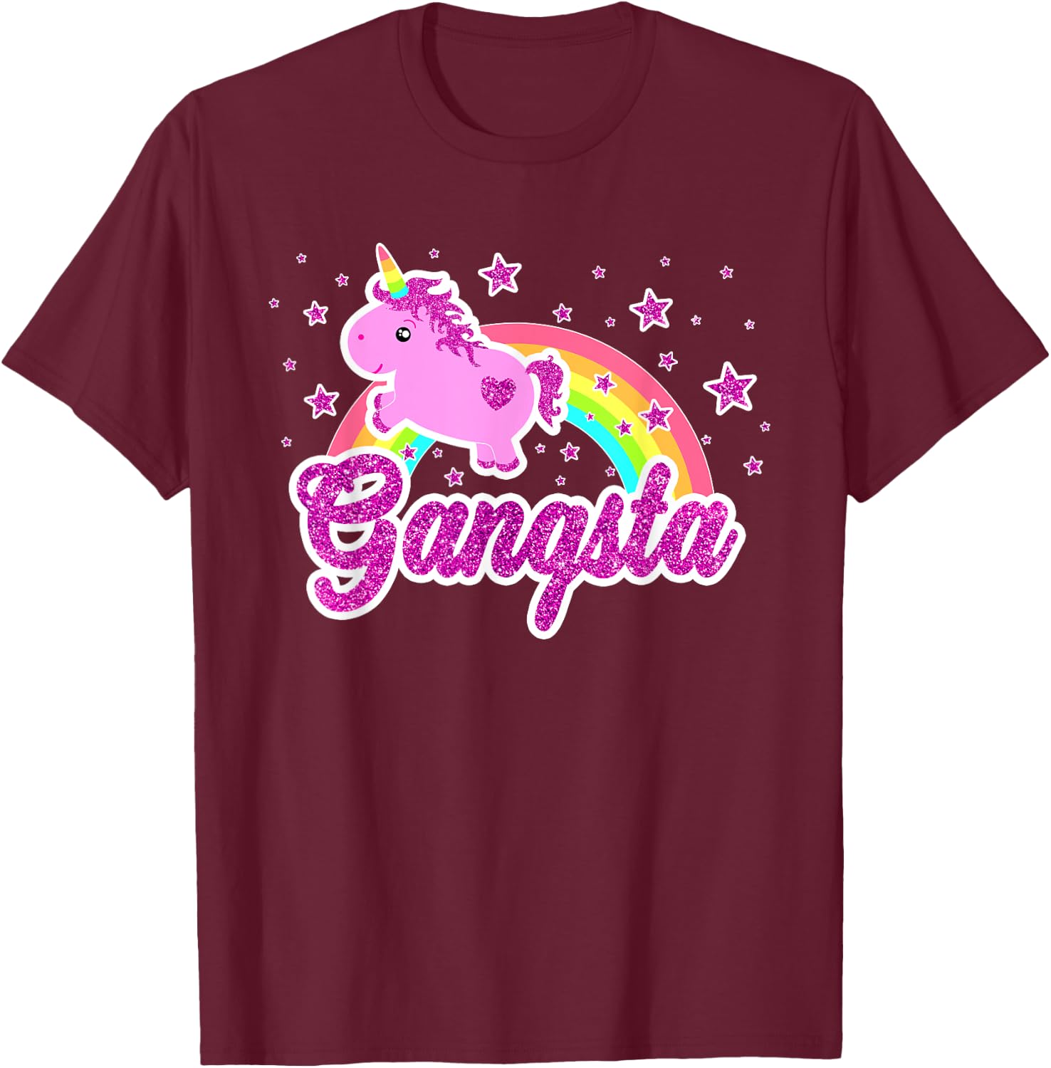 Funny Ironic Cool Unicorn Gangsta Music Festival Shirt T-Shirt - T-Shirt | Maroon
