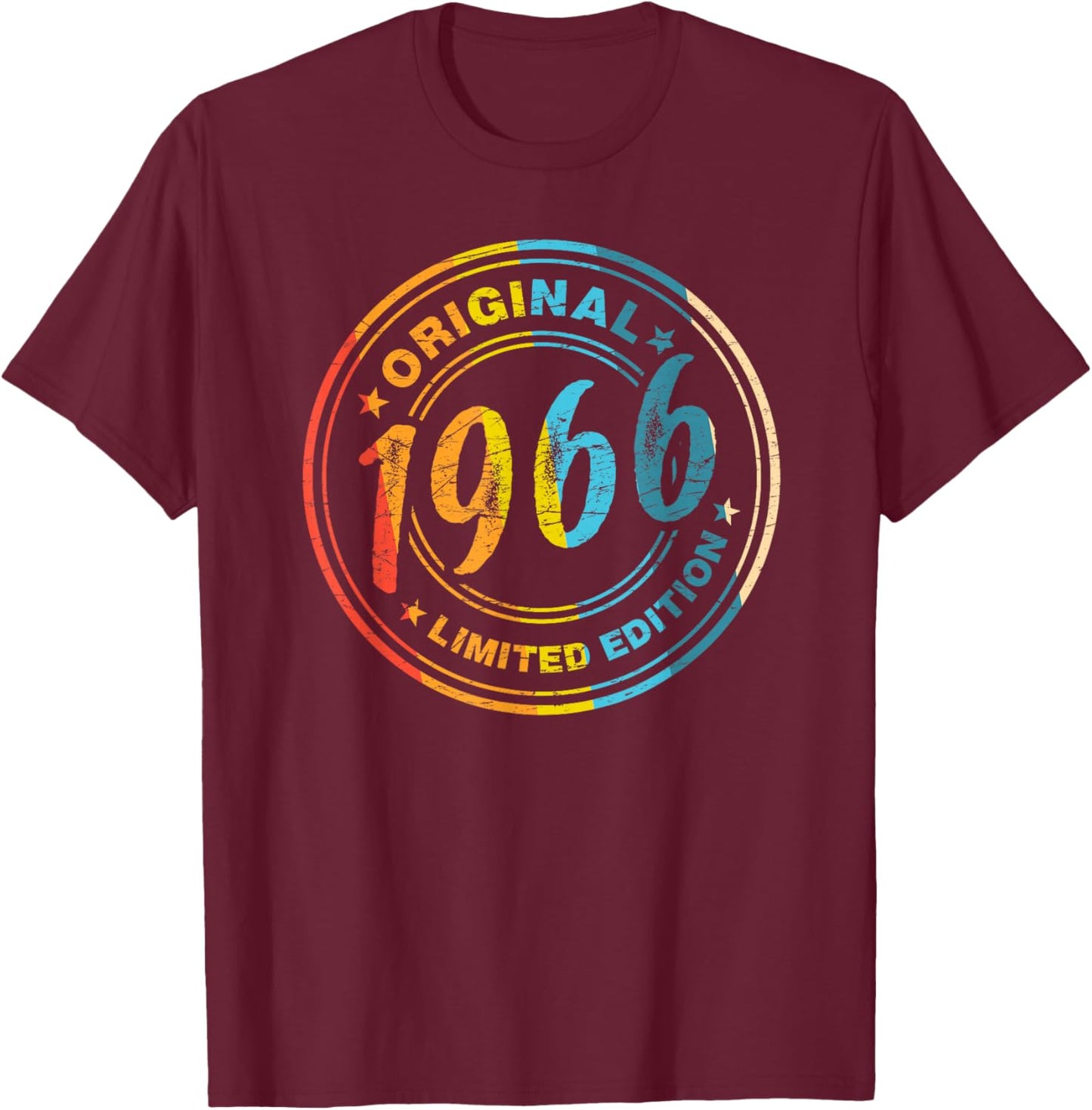 60th Birthday Retro Vintage 1966 Men Women T-Shirt - T-Shirt | Maroon