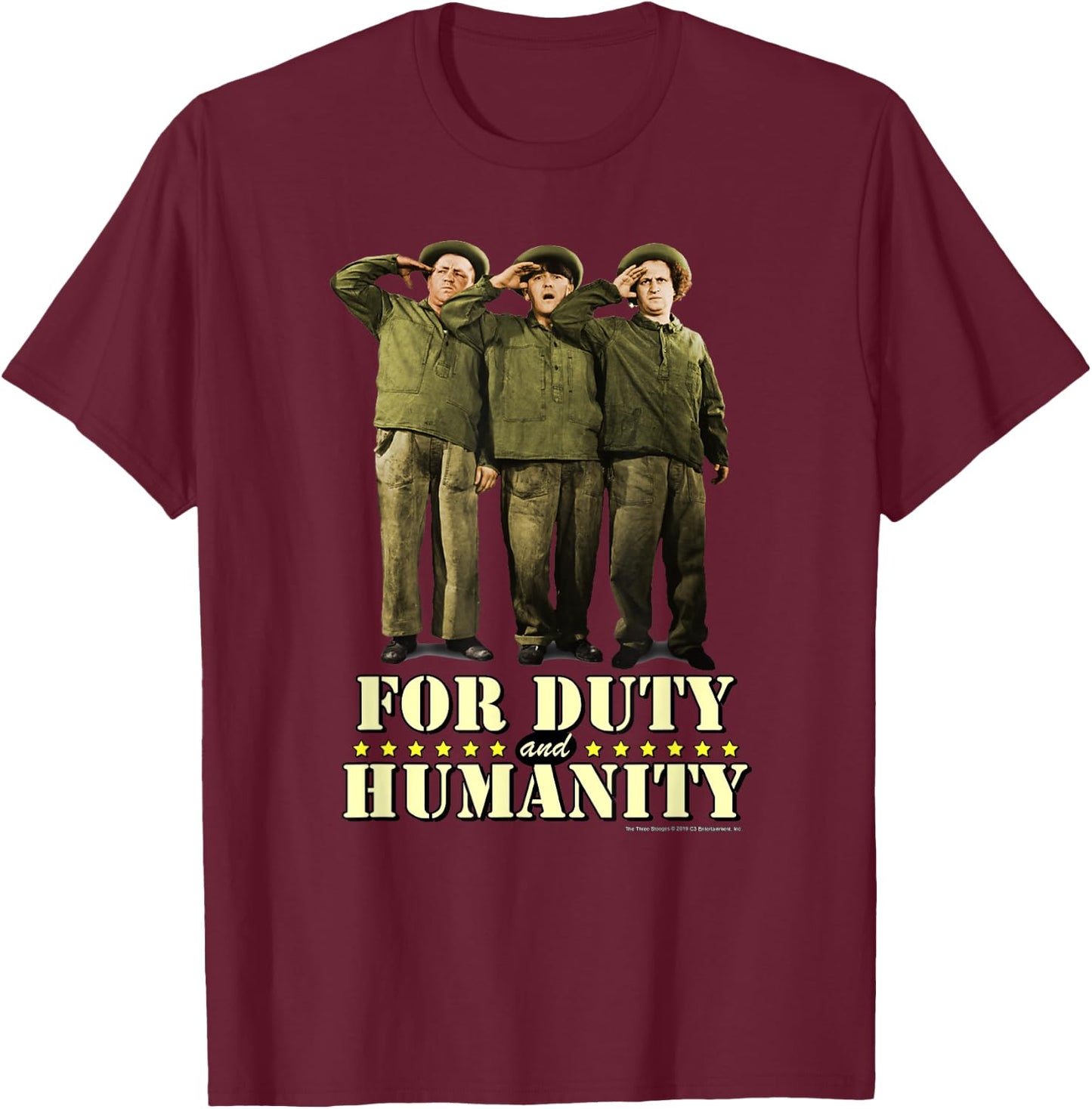 TTS- The Three Stooges For Duty And Humanity T-Shirt - T-Shirt | Maroon