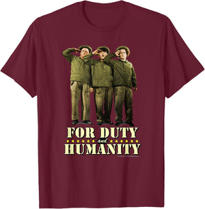 TTS- The Three Stooges For Duty And Humanity T-Shirt - T-Shirt | Maroon