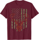 Mule Deer Stag Hunting Tree Forest Camouflage American Flag T-Shirt - T-Shirt | Maroon