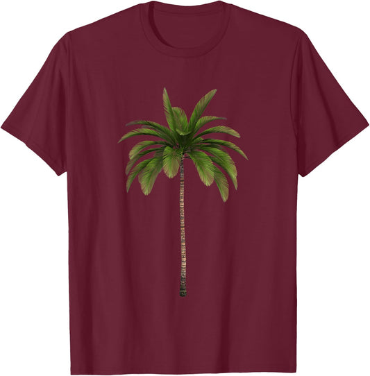 Tropical Palm Tree T-Shirt - T-Shirt | Maroon