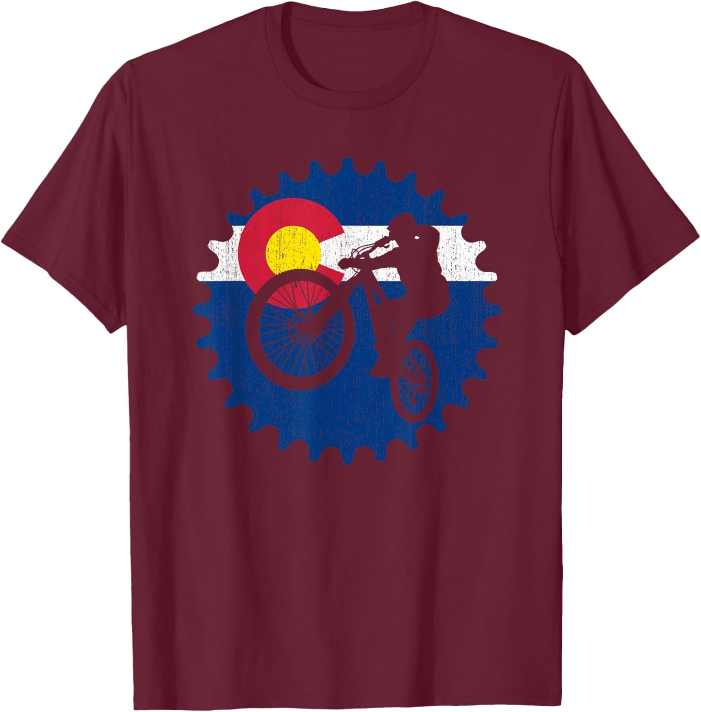 Mountain Bike Colorado Biking MTB T-Shirt - T-Shirt | Maroon