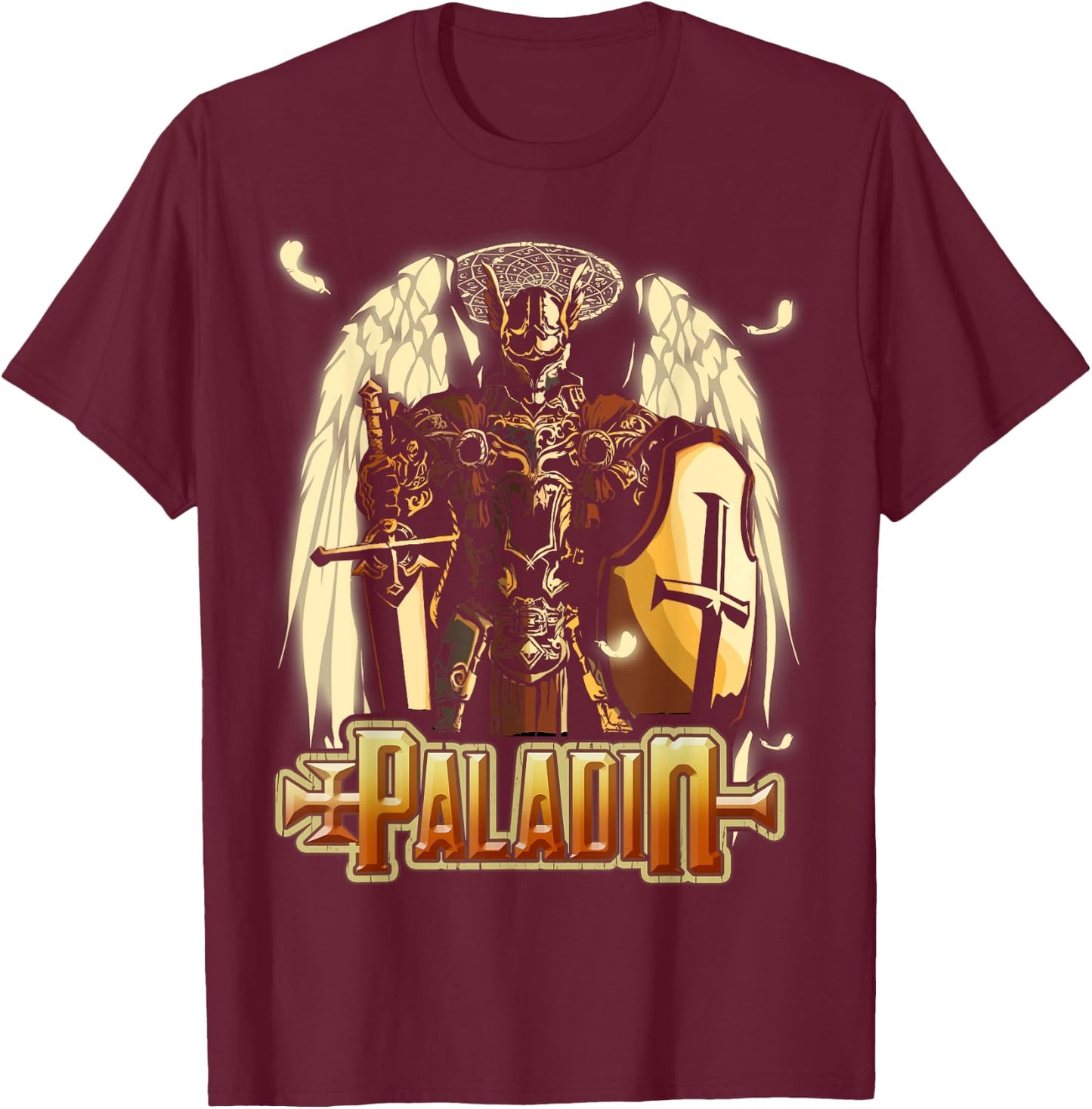 Paladin Fantasy D20 Roleplaying Tabletop RPG Gamer Graphic T-Shirt - T-Shirt | Maroon