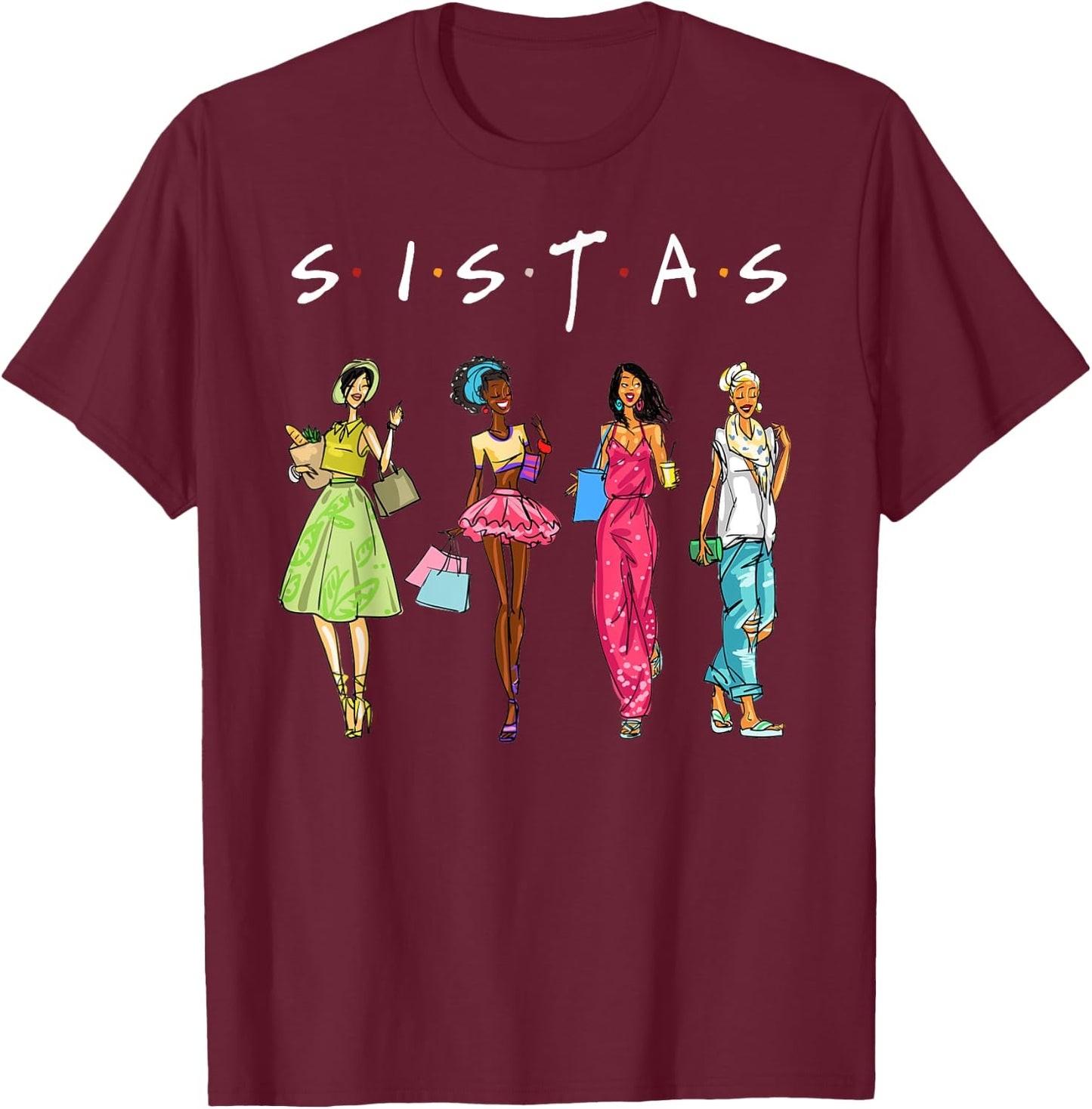 Black Sistas Queen Melanin African American Women Pride T-Shirt - T-Shirt | Maroon