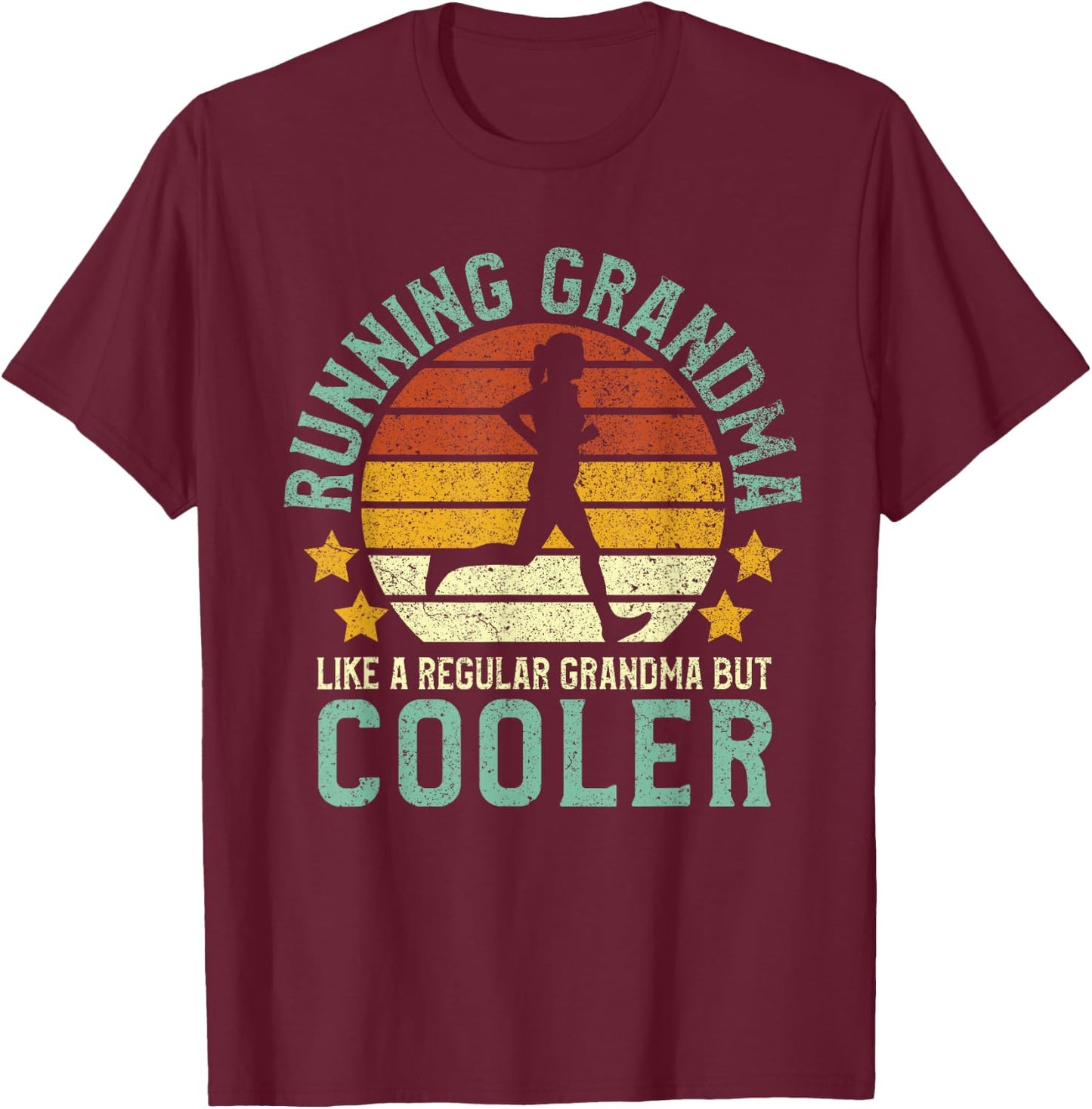 Running Grandma | Funny Grandmother 5k Marathon Runner Gift T-Shirt - T-Shirt | Maroon
