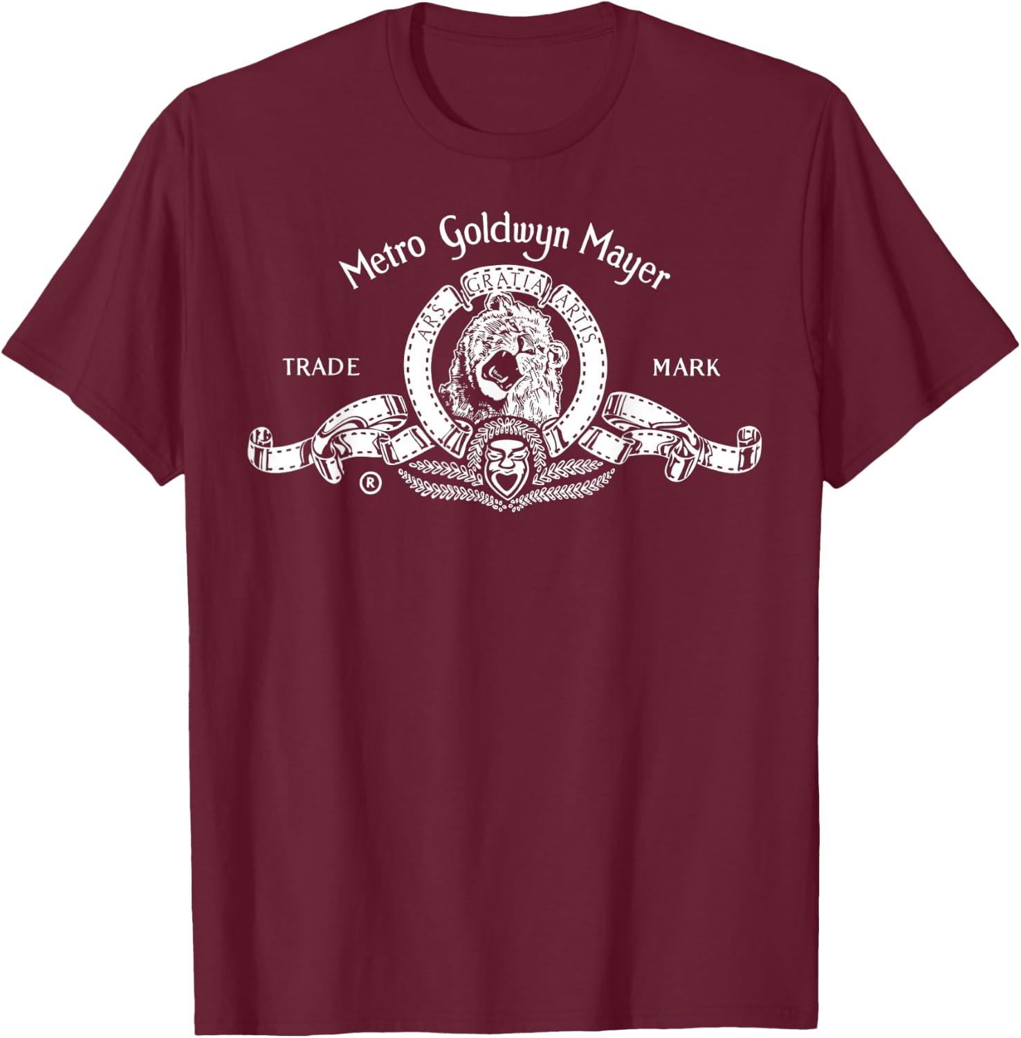 MGM Classic Lion White Logo T-Shirt - T-Shirt | Maroon
