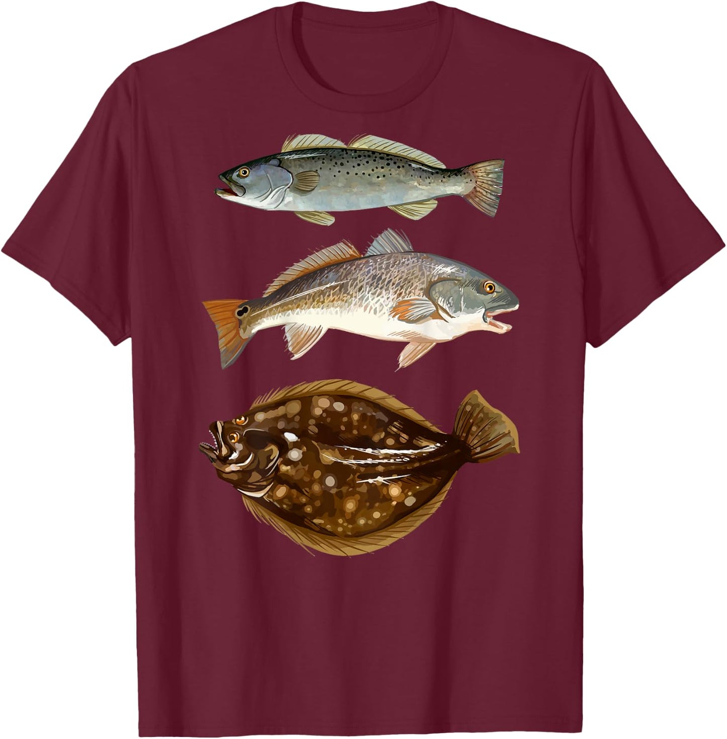 Texas Slam | Florida Slam | Carolina Slam Fishing T-Shirt - T-Shirt | Maroon