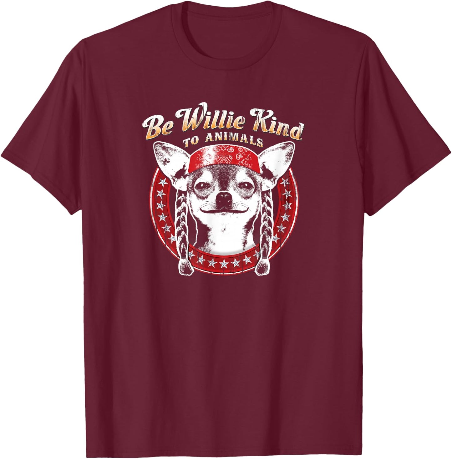 Willie Nelson - Be Willie Kind to Animals T-Shirt - T-Shirt | Maroon