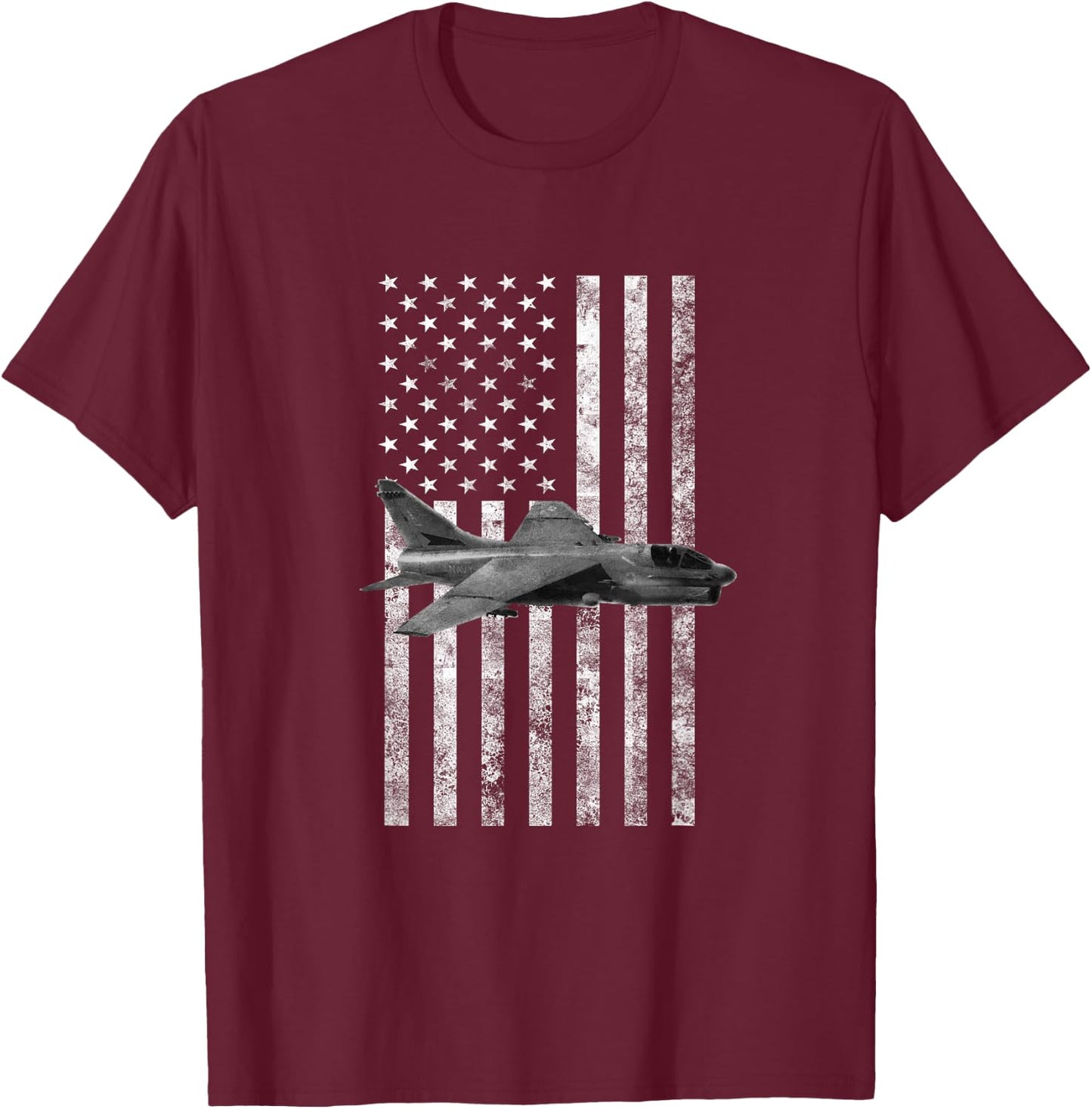 A-7 Corsair II USA American Flag - Military T-Shirt - T-Shirt | Maroon