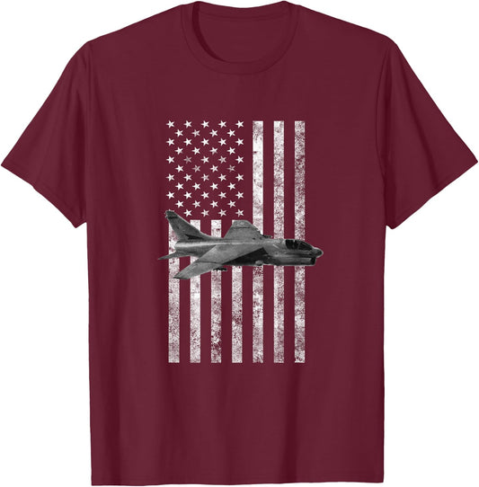 A-7 Corsair II USA American Flag - Military T-Shirt - T-Shirt | Maroon