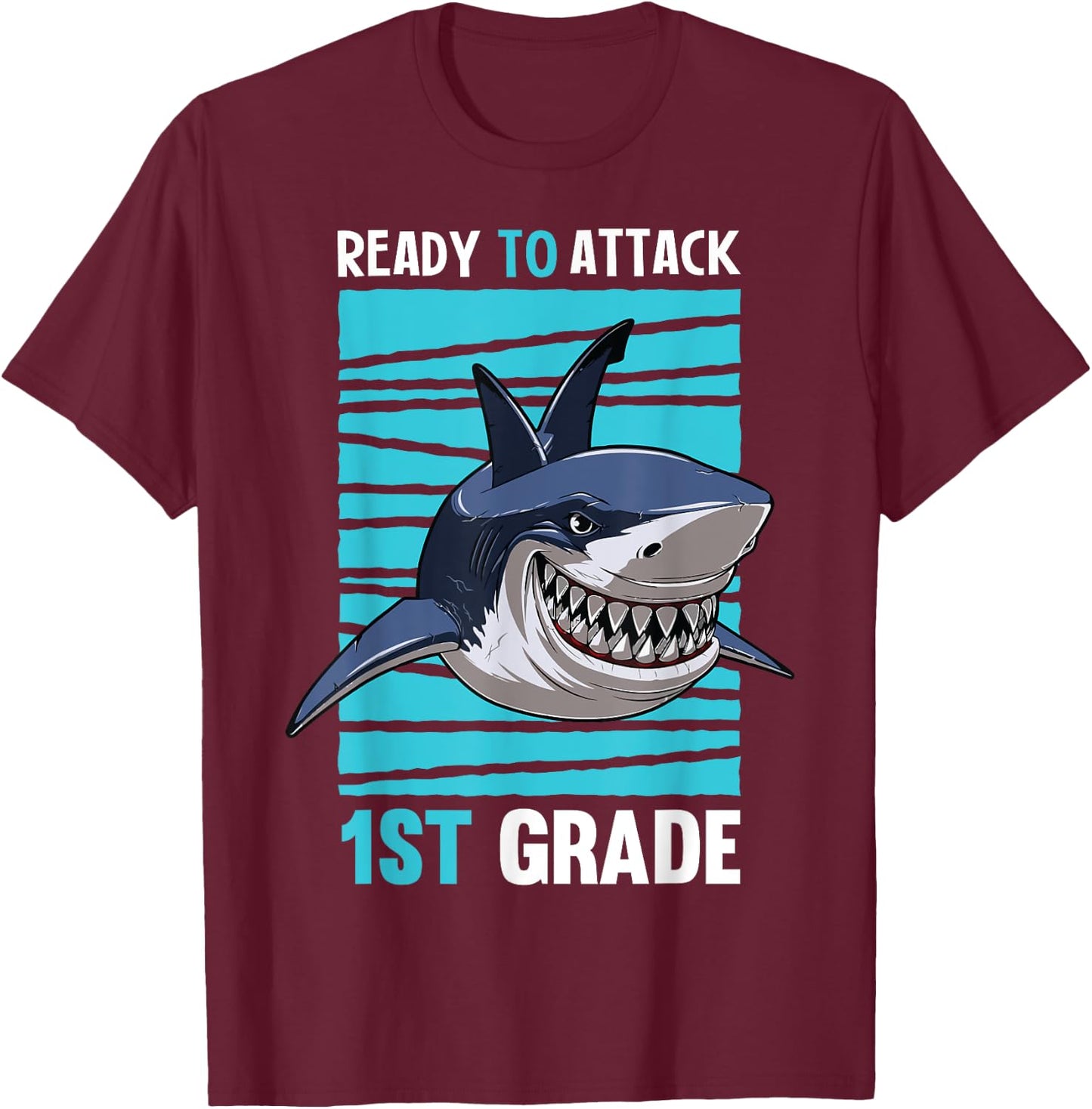 Kids Ready To Attack 1st Grade First Day of School T-Shirt - T-Shirt | Maroon