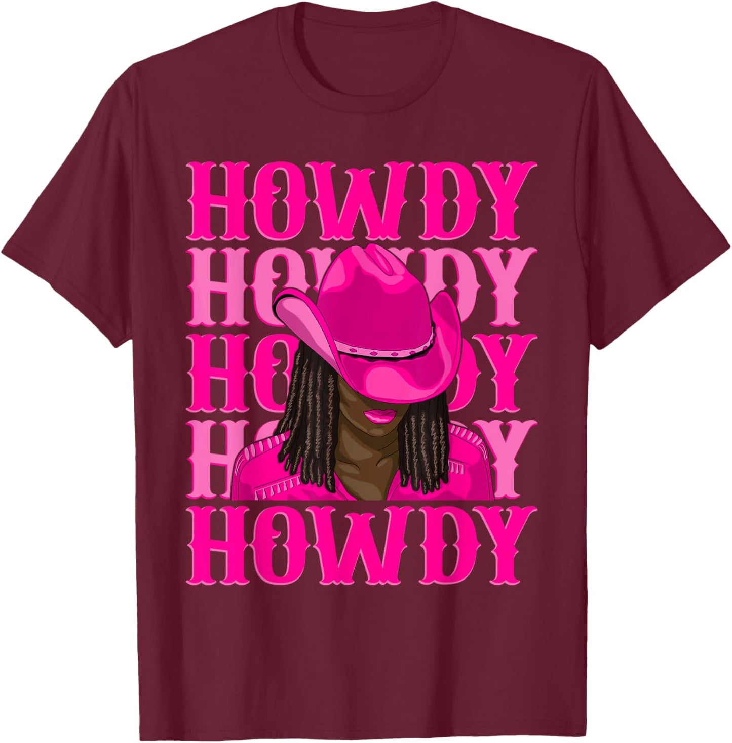 Howdy Western Black Cowgirl African American Black Women T-Shirt - T-Shirt | Maroon