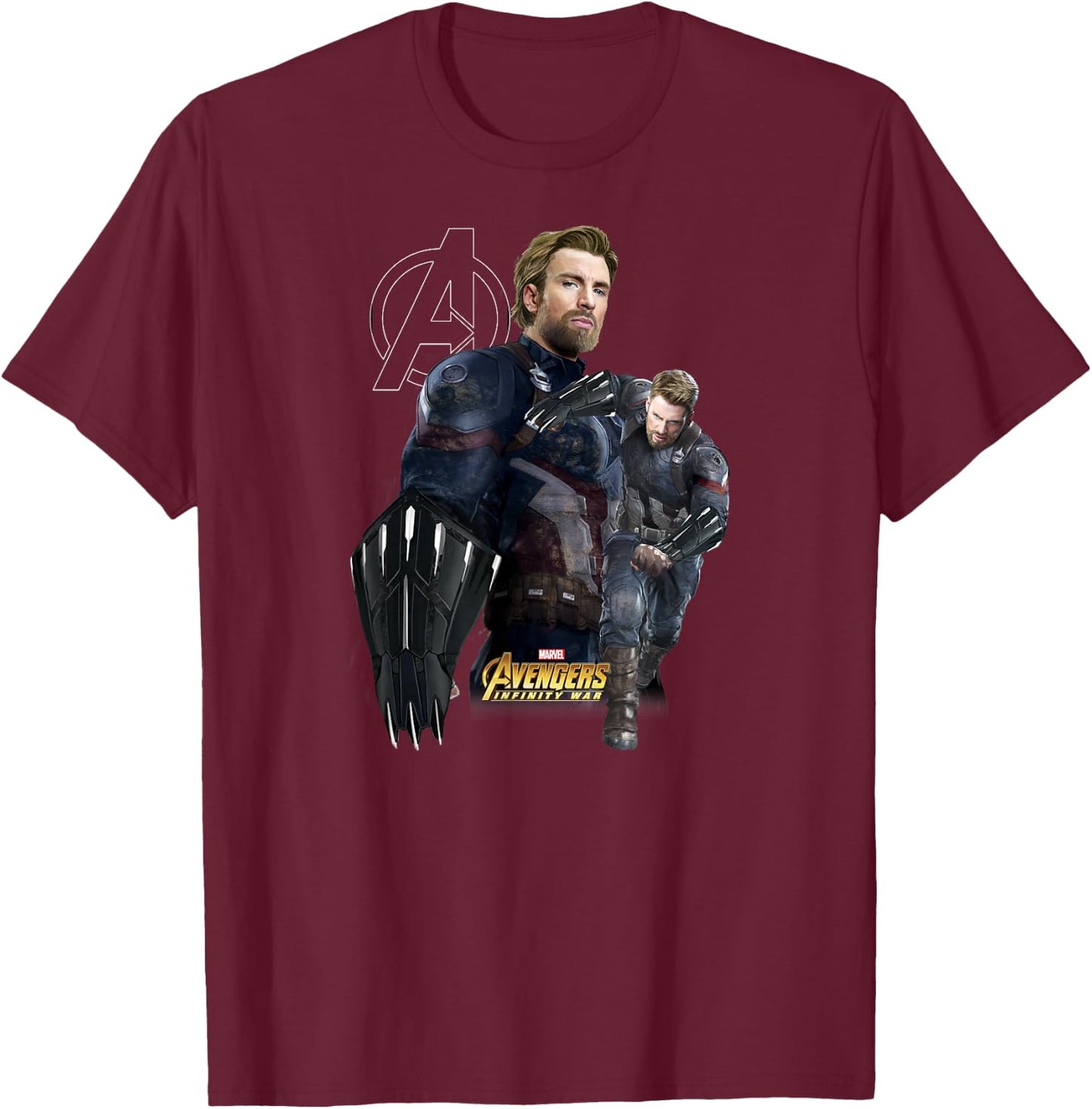 Marvel Infinity War Captain America Fierce Shield T-Shirt - T-Shirt | Maroon