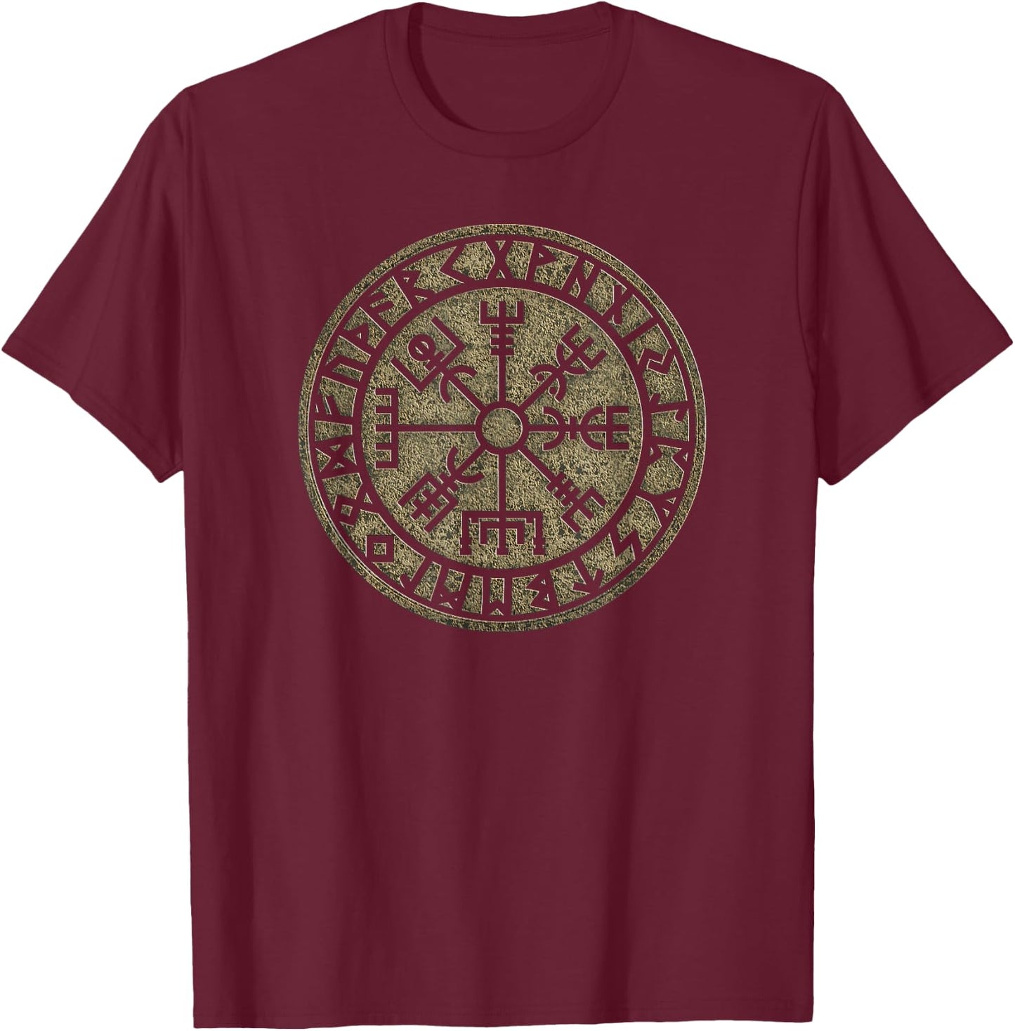 Vegvisir Viking Compass Runes Nordic Celtic Protection T-Shirt - T-Shirt | Maroon