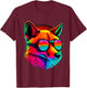 Cool Retro Art Fox In Sunglasses Colors T-Shirt - T-Shirt | Maroon